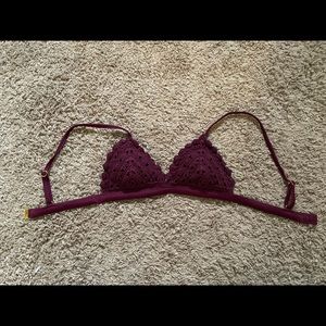 Maroon triangle crochet bikini top